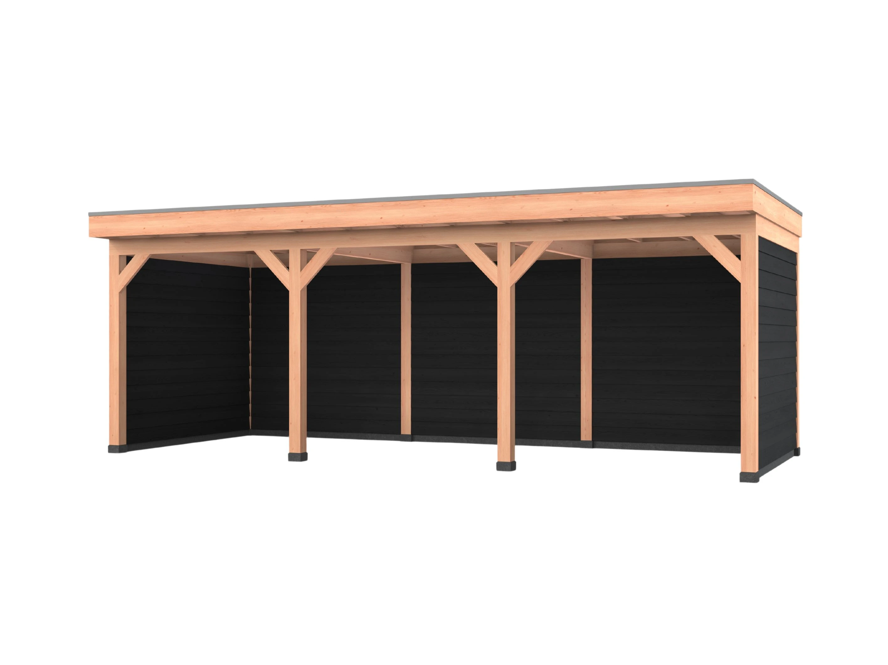 Douglas overkapping, 750 x 300, met zwarte achterwand en zijwand, Westwood Comfort Green - Afbeelding 1